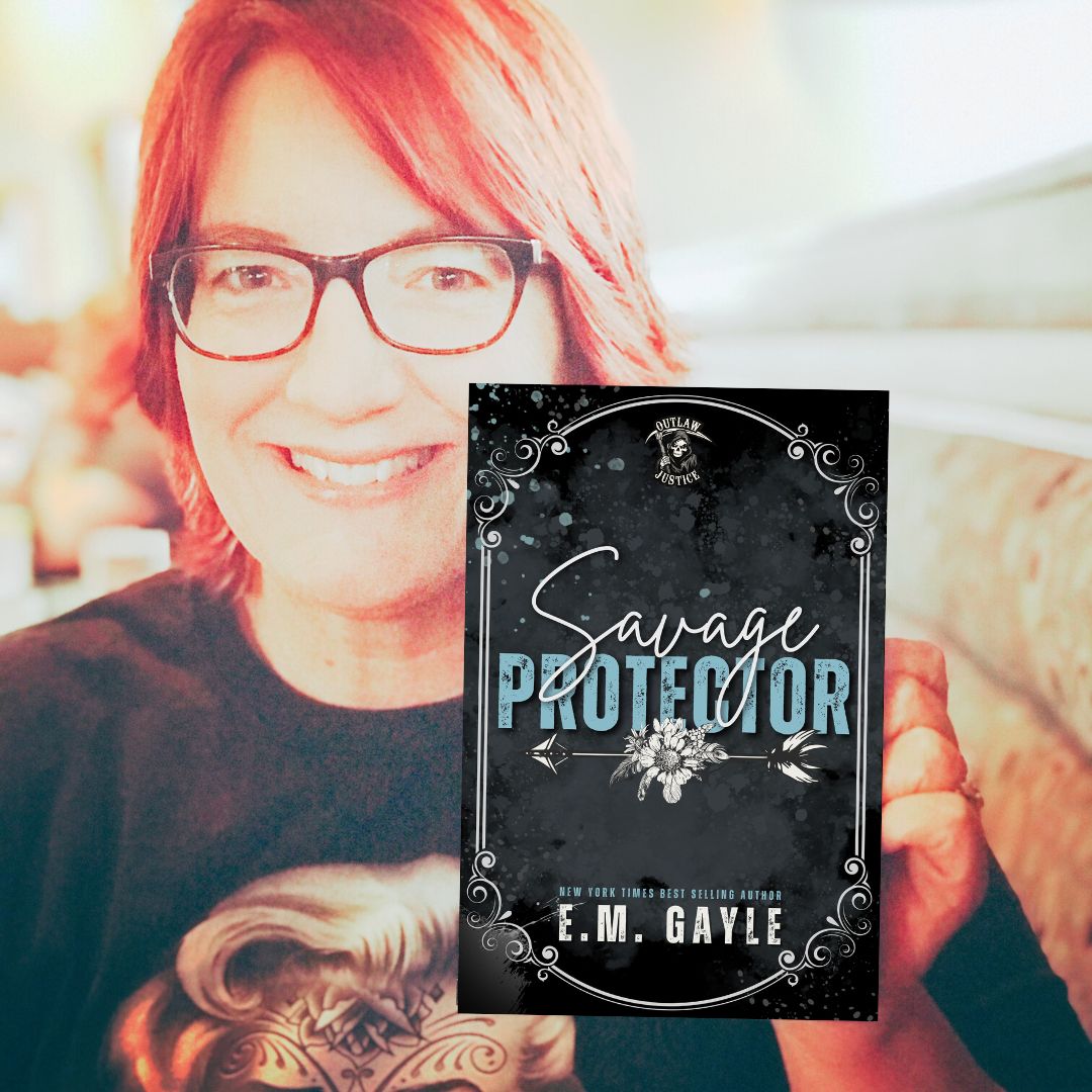 savage protector biker romance paperback held by the author em gayle