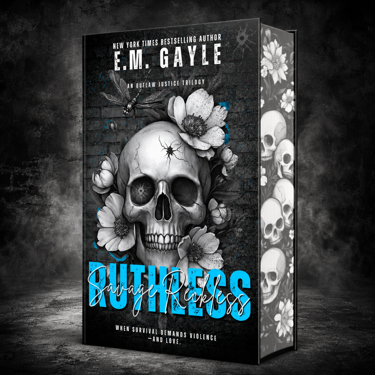 3 Book Motorcycle Club and Mafia Romance Omnibus with printed skull and flower edges. 