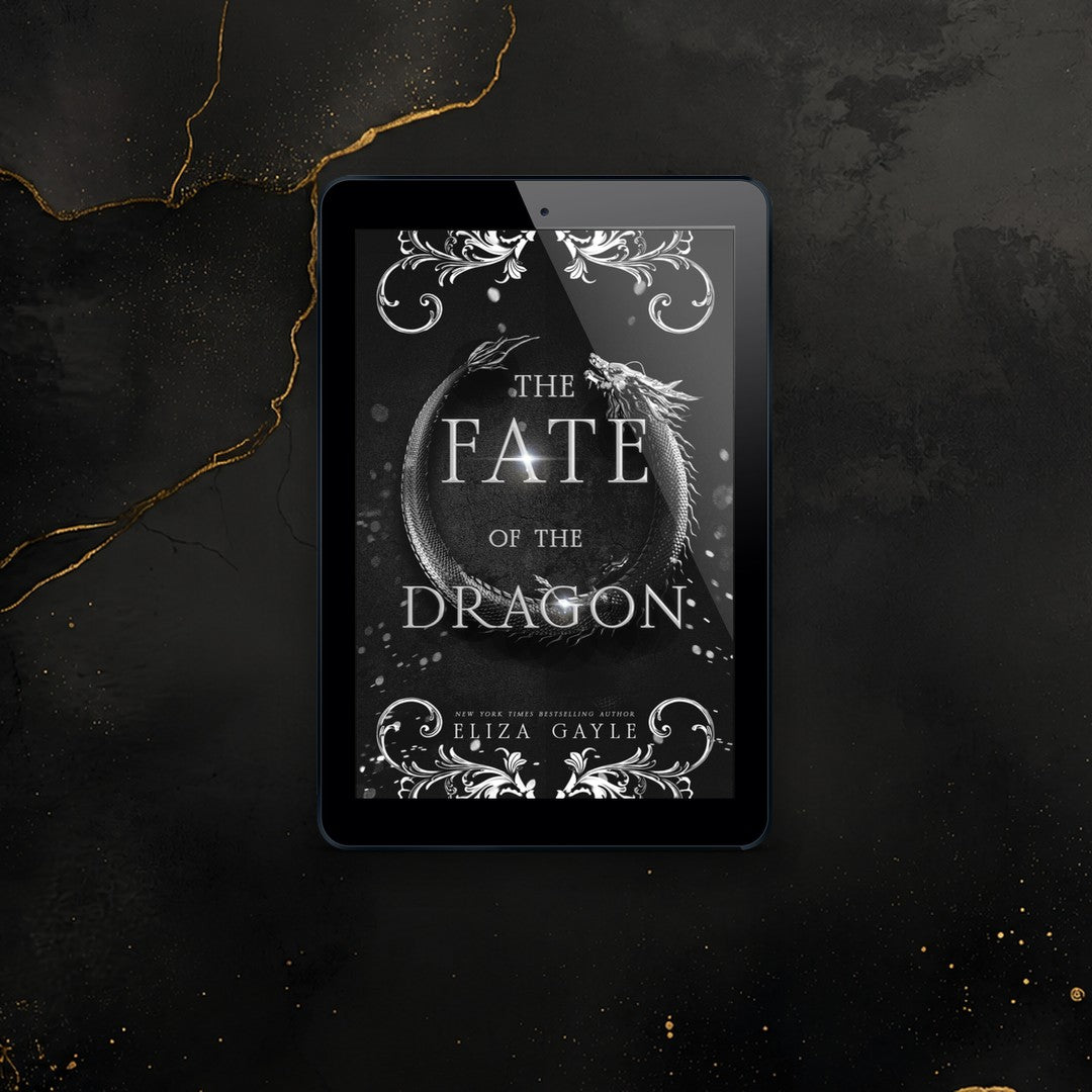 Fantasy and paranormal romance - The Fate of the Dragon on black and gold marble